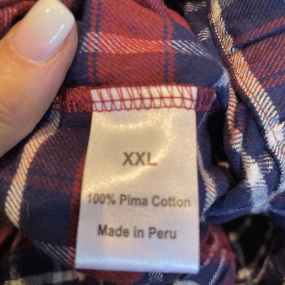 Cuddledown Plaid Flannel Pajamas Size XXL Red Navy Eyelet Prairie Grannycore - Picture 9 of 10